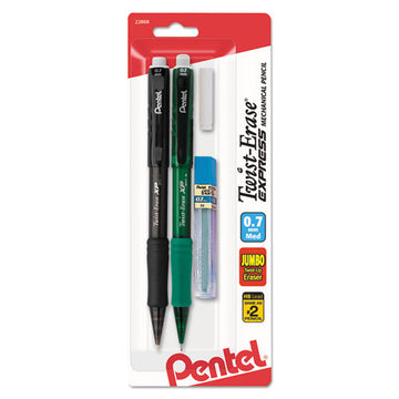 Pentel® Twist-erase Express Mechanical Pencil Refill Pack, 0.7 Mm, Hb (#2.5), Black Lead, Assorted Barrel Colors, 2-pack freeshipping - TVN Wholesale